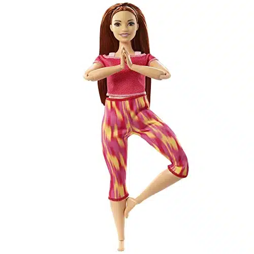 Barbie Made to Move Doll, Curvy, with Flexible Joints & Long Straight Red Hair Wearing Athleisure wear for Kids to Years Old