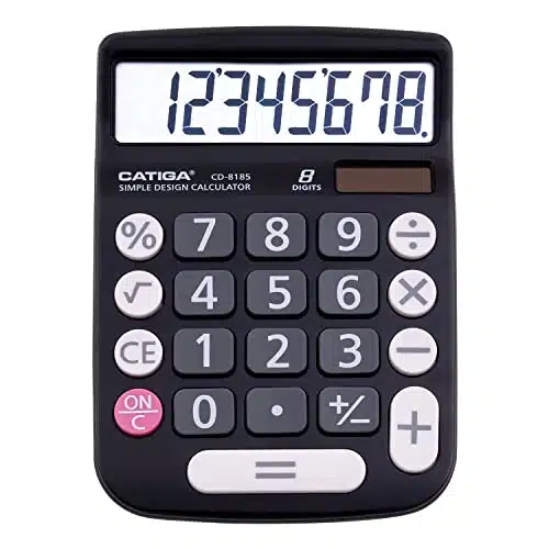 Catiga Desktop Calculator Digit With Solar Power And Easy To Read Lcd Display, Big Buttons, For Home, Office, School, Class And Business, Function Small Basic Calculators For 
