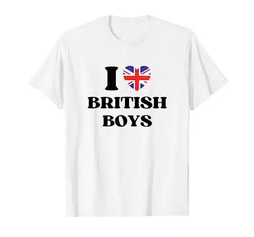 Funny I Love British Boys I Red Heart British Boys Britain T Shirt
