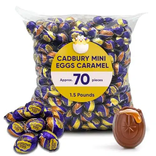 Cadbury Mini Eggs Caramel Lb Approx Ini Chocolate Candy Eggs   Cadbury Chocolate Caramel Mini Eggs Easter Candy   Bulk Candy Individually Wrapped Ideal For Easter Basket, Cand