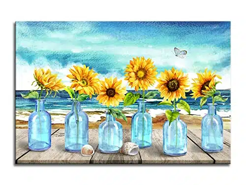 Sunflower In Vase Wall Art Floral Picture Canvas Posters Print Modern Abstract Artwork Framed For Living Room Bedroom Wall Painting Home Decor, XInches